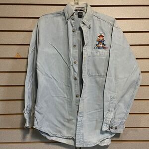 Vintage Ultra Club Denim Shirt Garfield 4 H Wants You Embroidered Button Up Sz S